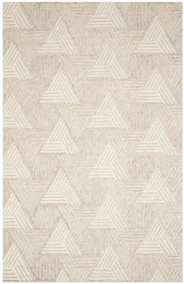 Elsinore Modern Classic Beige Wool Geometric Patterned Rug - 7'9"x9'9"
