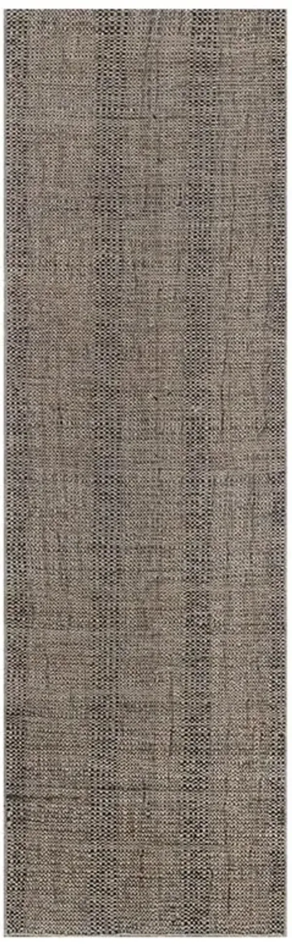 Mican Coastal Beach Brown Stripe Patterned Jute Rug - 2'3"x8'