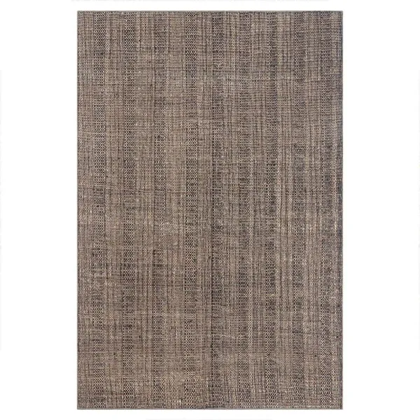 Mican Coastal Beach Brown Stripe Patterned Jute Rug - 5'x8'