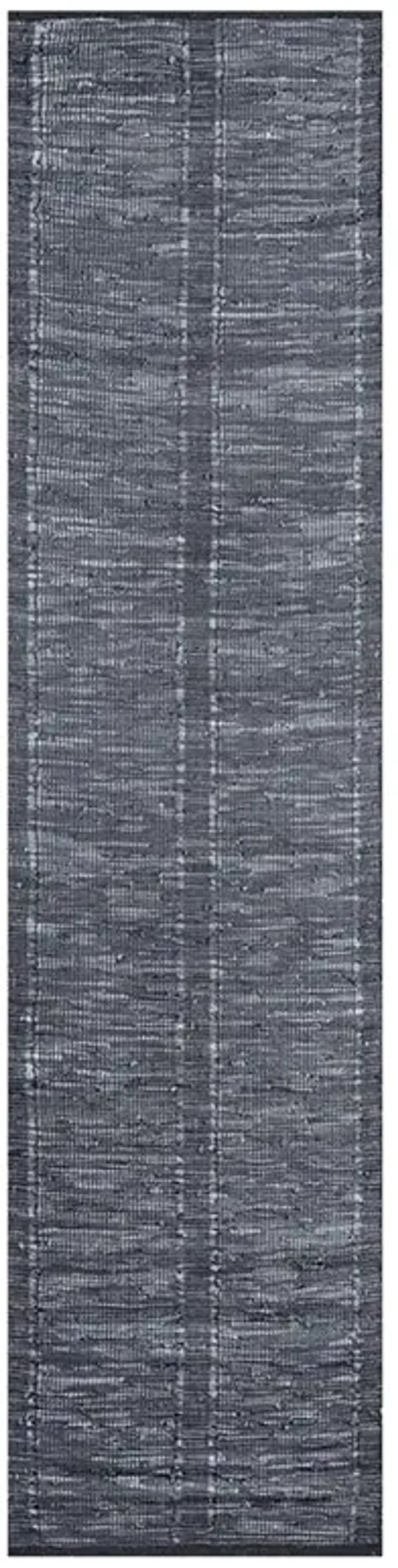 Trisha Coastal Beach Two Tone Dark Blue Leather Solid Rug - 2'3"x8'