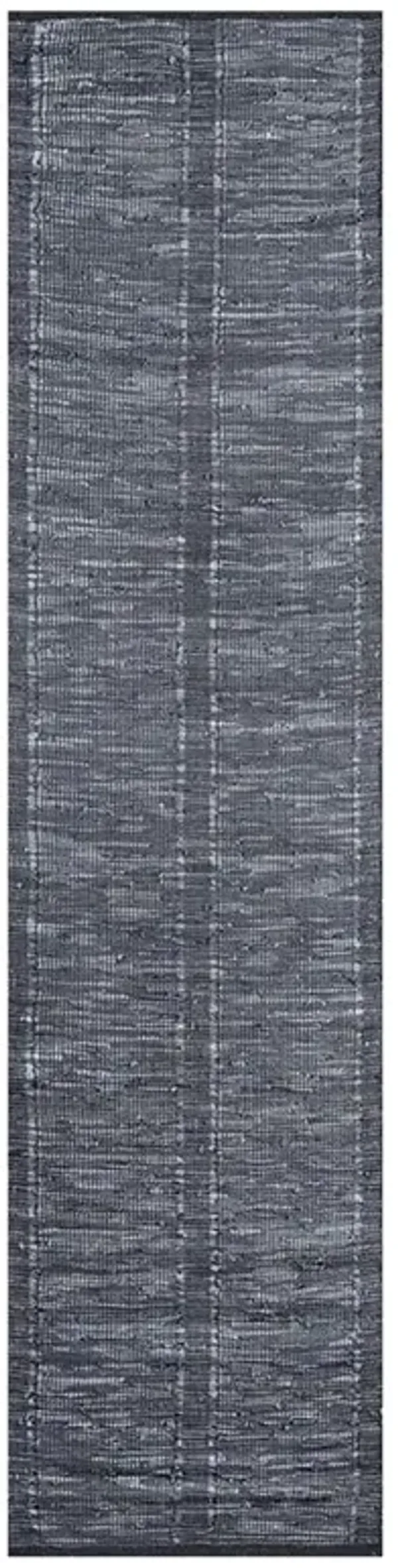 Trisha Coastal Beach Two Tone Dark Blue Leather Solid Rug - 2'3"x8'