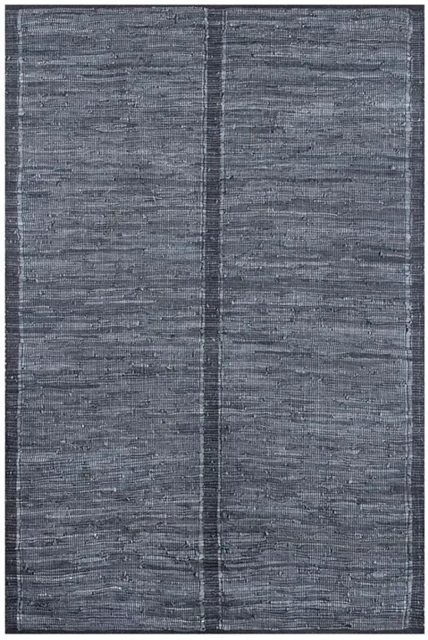 Trisha Coastal Beach Two Tone Dark Blue Leather Solid Rug - 9'x12'