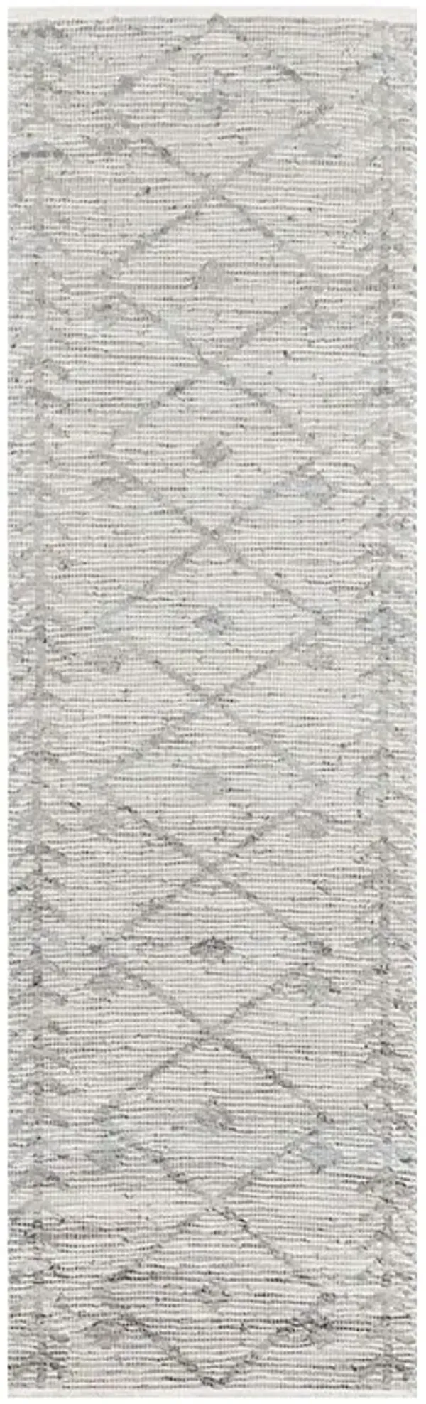Mardox Global Bazaar Grey Leather Geometric Patterned Rug - 2'3"x8'
