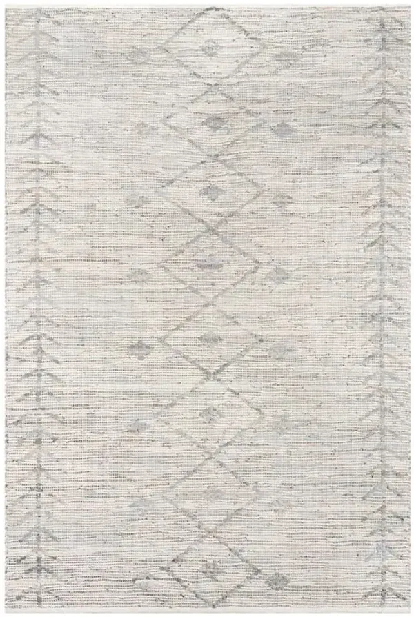 Mardox Global Bazaar Grey Leather Geometric Patterned Rug - 9'x12'