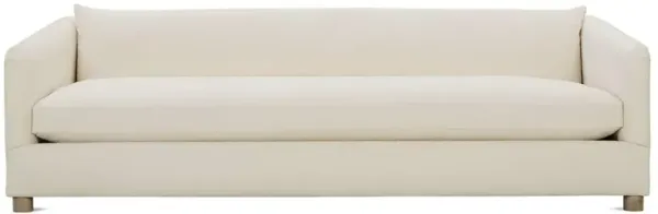 Jim Modern Classic White Performance Brown Wood Sofa - 96"