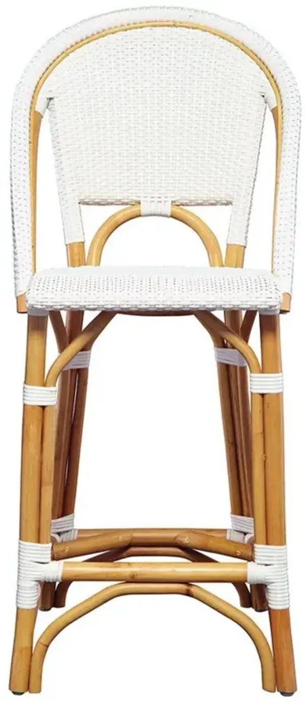 Leo Coastal Beach Natural Rattan White Woven Resin Counter Stool