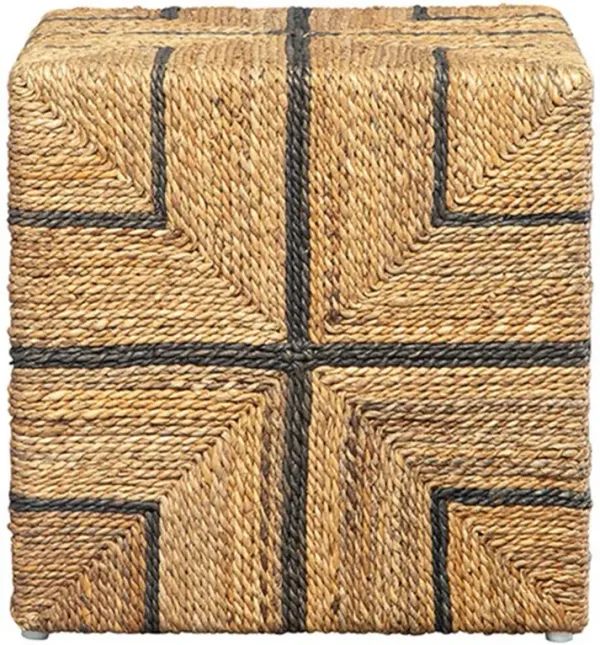 Wolf Coastal Beach Brown Twisted Banana Leaf Wrapped Cube Ottoman