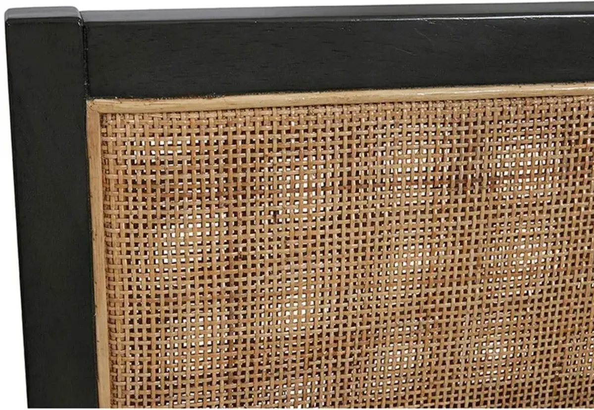 Salvador Grey Performance Linen Charcoal Wood Cane Back Counter Stool