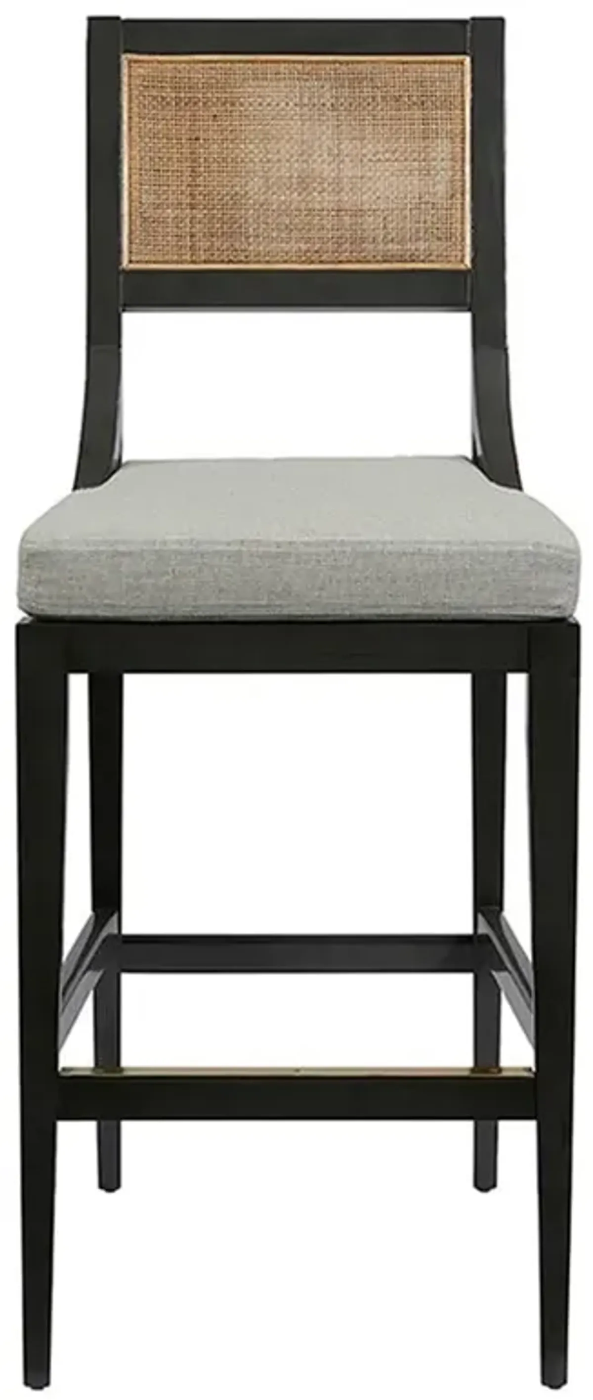Salvador Grey Performance Linen Charcoal Wood Cane Back Counter Stool