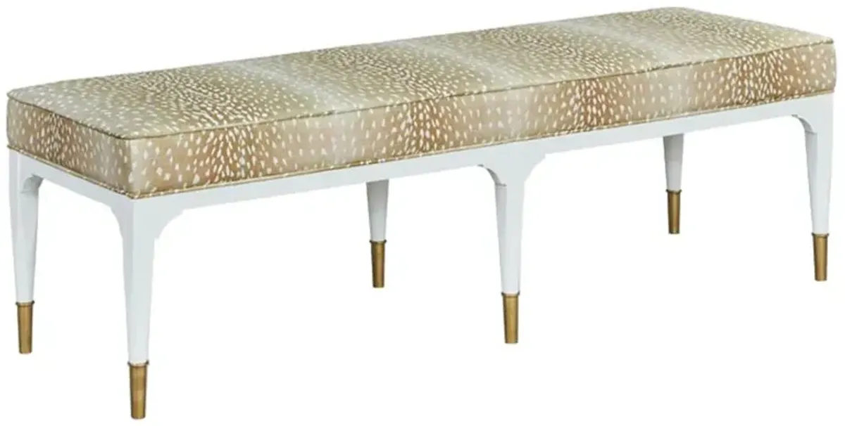 Juliet French Animal Print Upholstered Linen White Oak Wood Bench