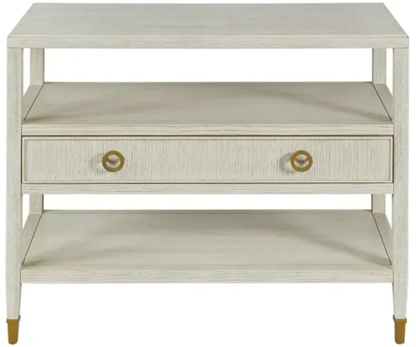Orion French Country Luna White Wood Brass Pulls 1 Drawer Nightstand