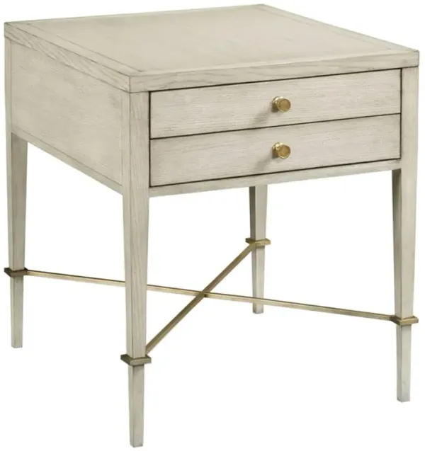 Stella French Country Luna White Oak Brass Pulls 1 Drawer Nightstand