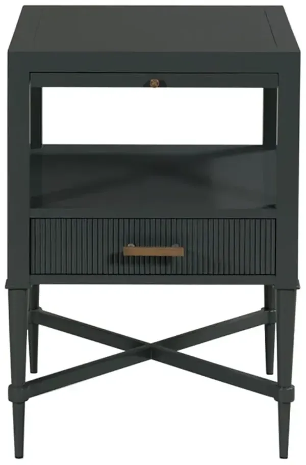 Thornapple French Country Coal Black Wood Nightstand