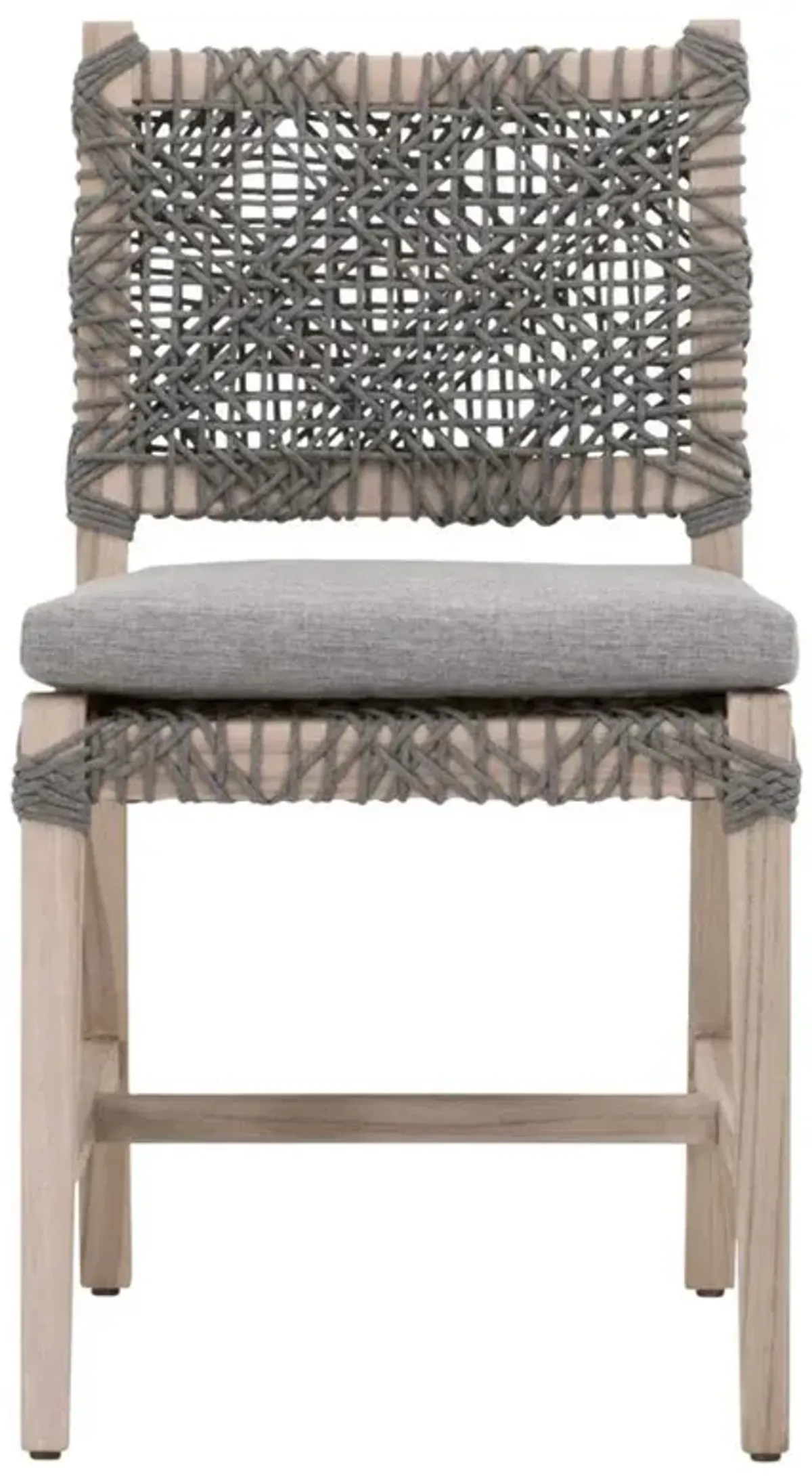 Kristoffer Coastal Grey Cushion Woven Rope Teak Outdoor Dining Chair - Set of 2