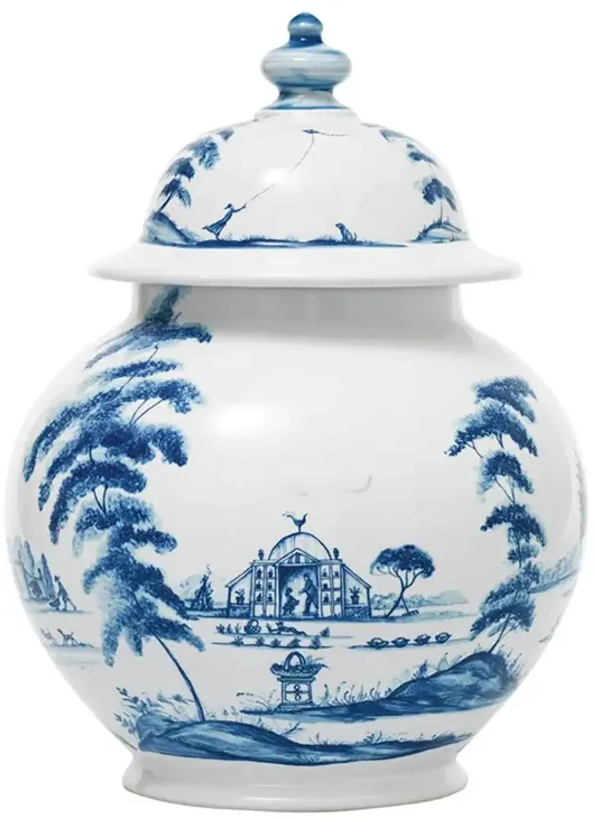 Juliska Country Estate Garden Follies Delft Blue Ceramic Decorative Ginger Jar