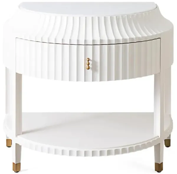 Emrys Cream Marble Top Wood 1 Drawer Nightstand