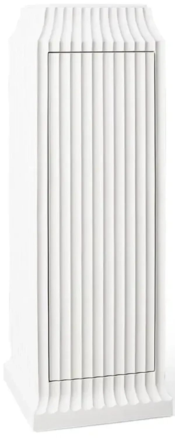 Emrys French Country Cream Fluted Wood Marble Storage Plinth Pedestal - 49"
