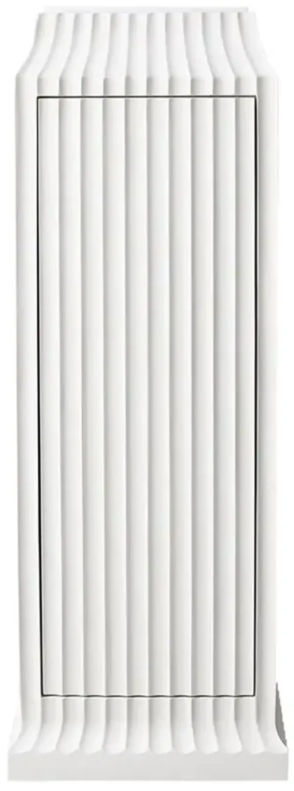 Emrys French Country Cream Fluted Wood Marble Storage Plinth Pedestal - 49"