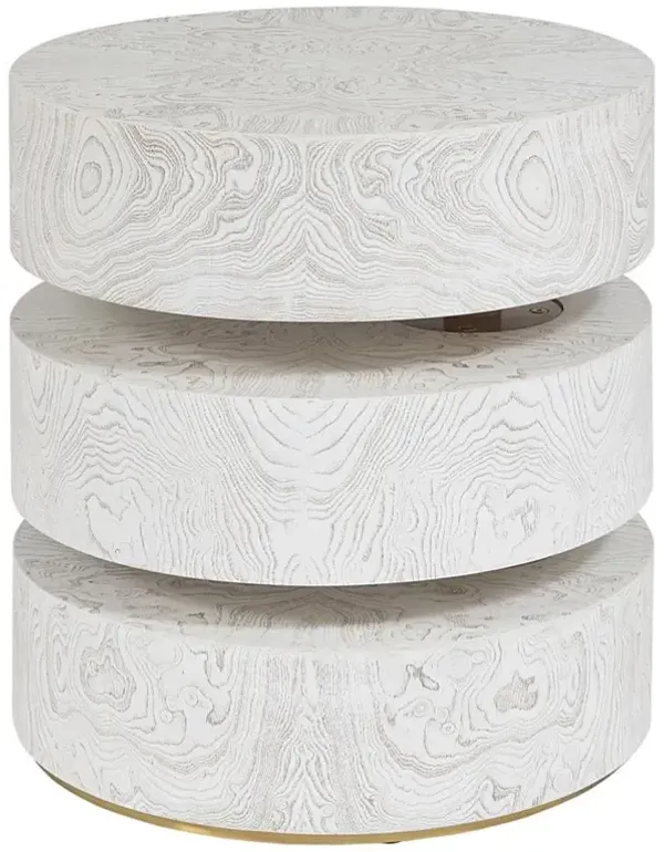 Alaric Modern White Wood Round Side Table