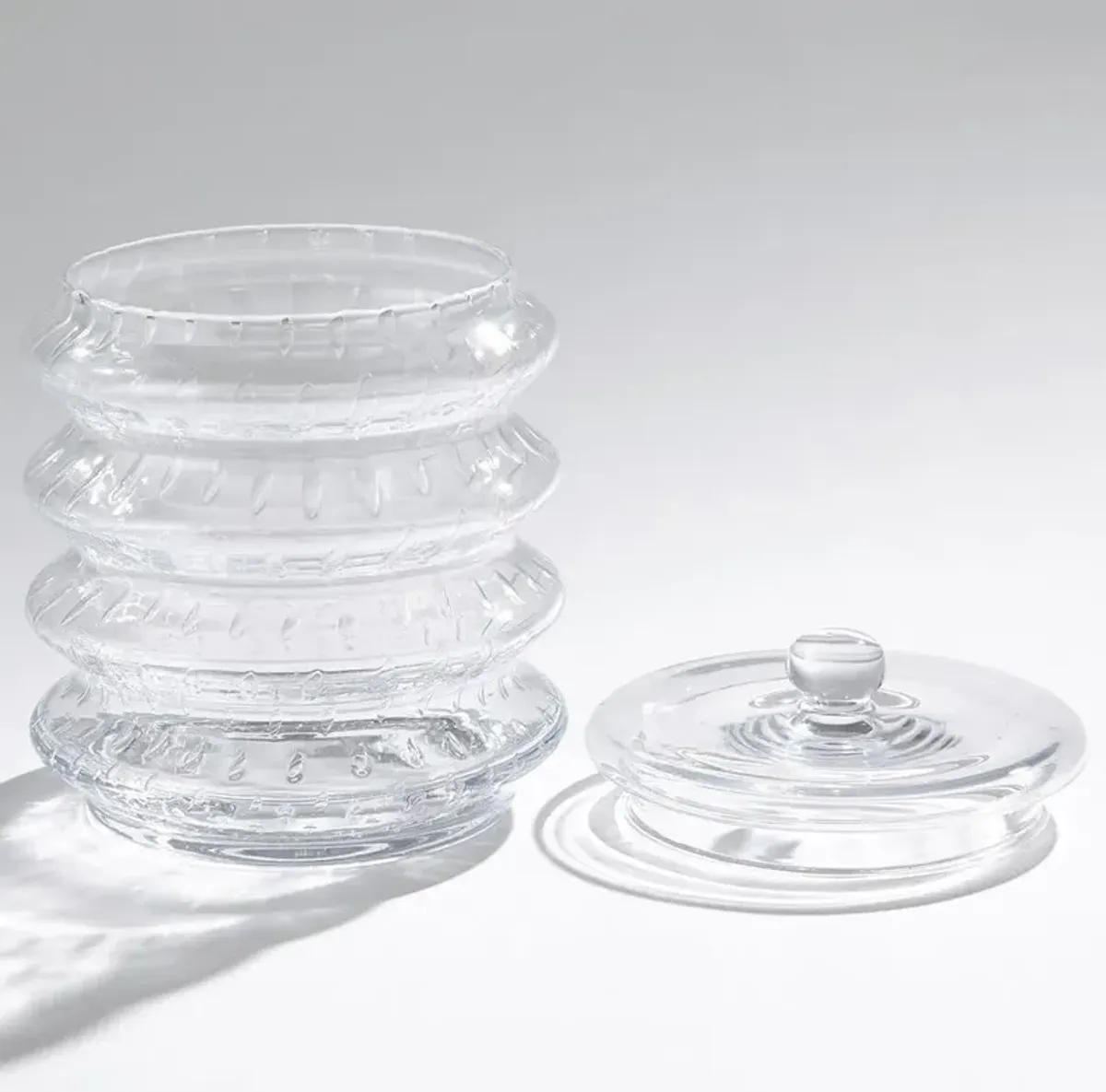 Bonnie Modern Clear Seeded Glass Canister - Large