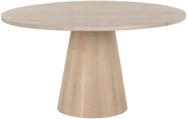 Gohan Rustic Lodge Light Brown Oak Wood Round Pedestal Dining Table - 54"W