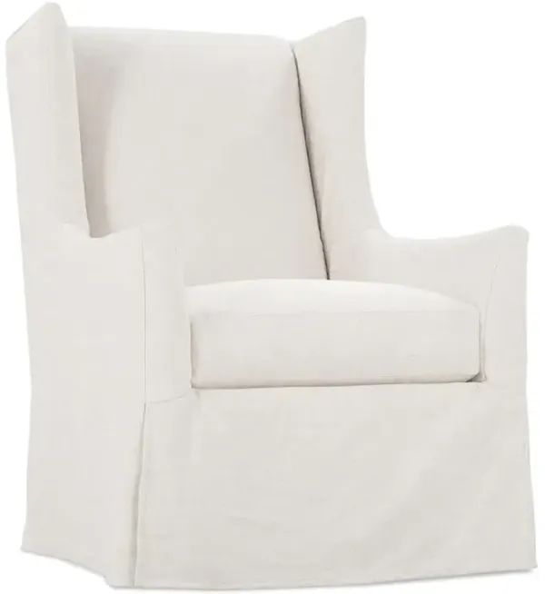 Heidi French White Performance Cushion Slipcovered Wingback Swivel Arm Chair
