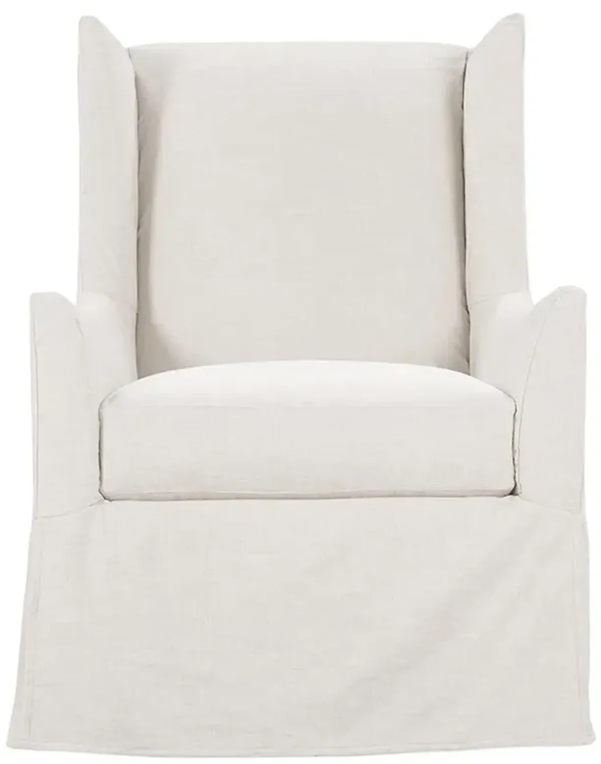 Heidi French White Performance Cushion Slipcovered Wingback Swivel Glider Chair