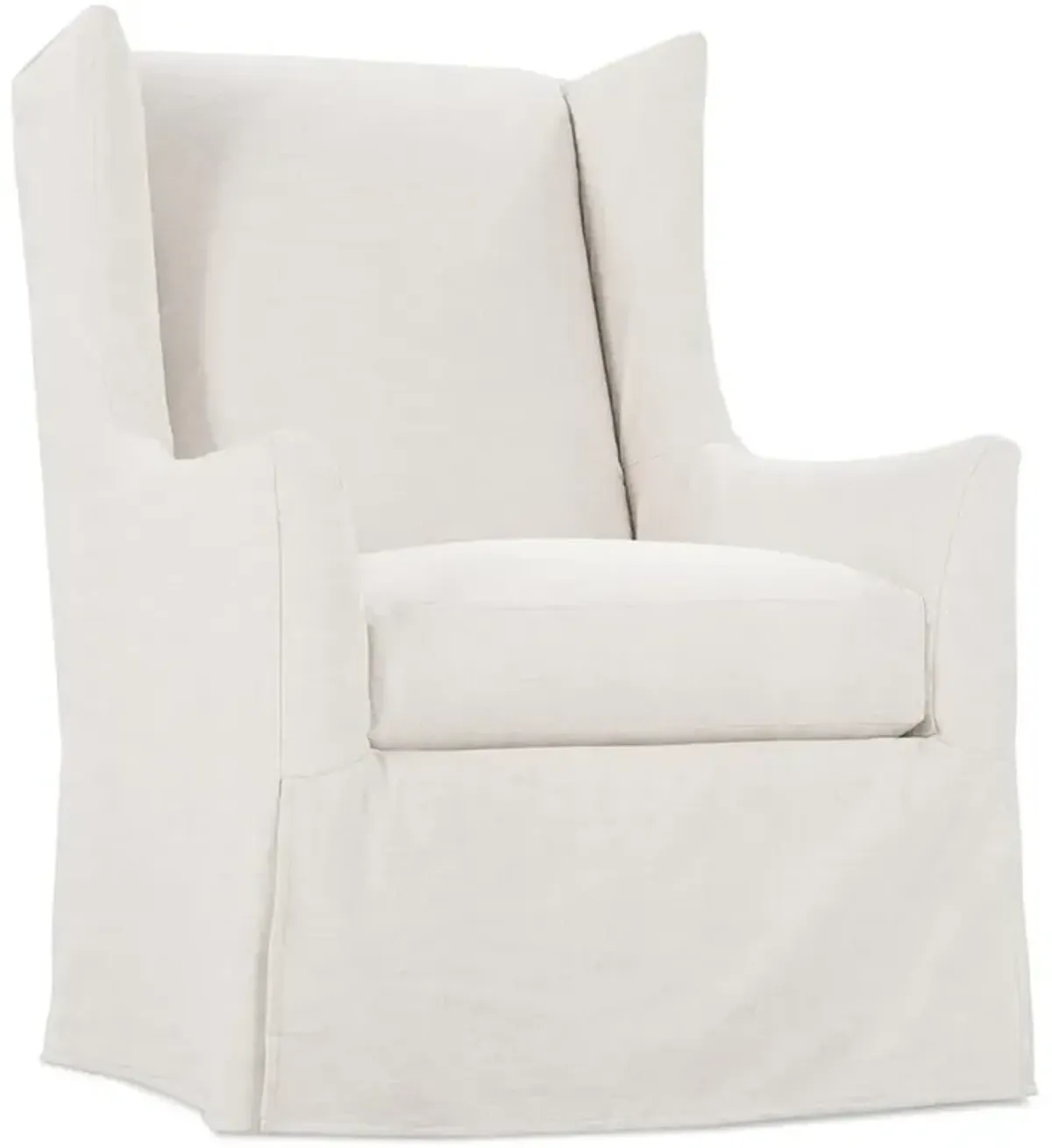Heidi French White Performance Cushion Slipcovered Wingback Swivel Glider Chair