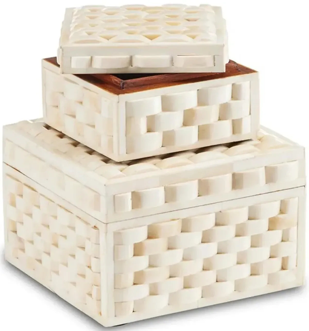 Gelianne Modern Classic Natural Bone Fluted Decorative Box - Set of 2