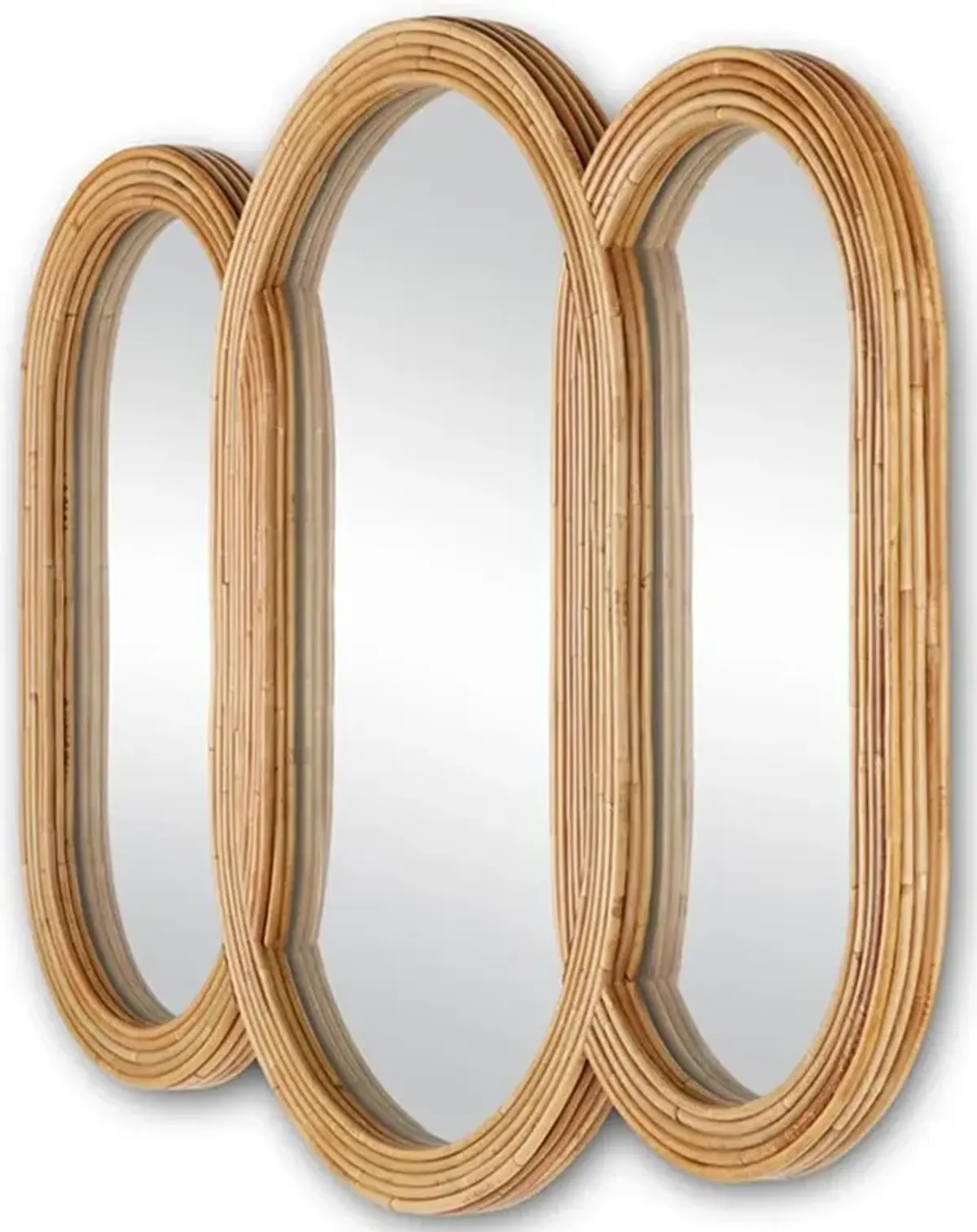 Tricelle Coastal Brown Rattan 3 Part Handmade Wall Mounted Mirror