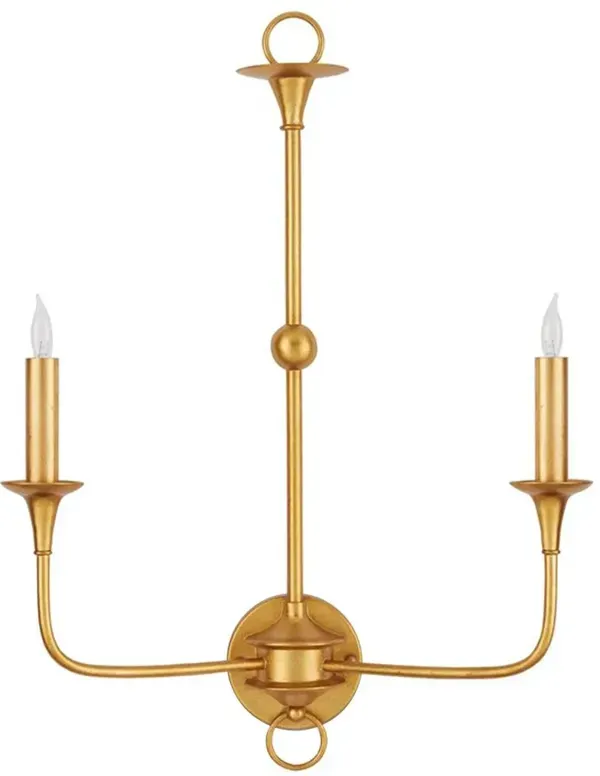 Wayne French Country Gold Wrought Iron Candle Wall Light Sconce