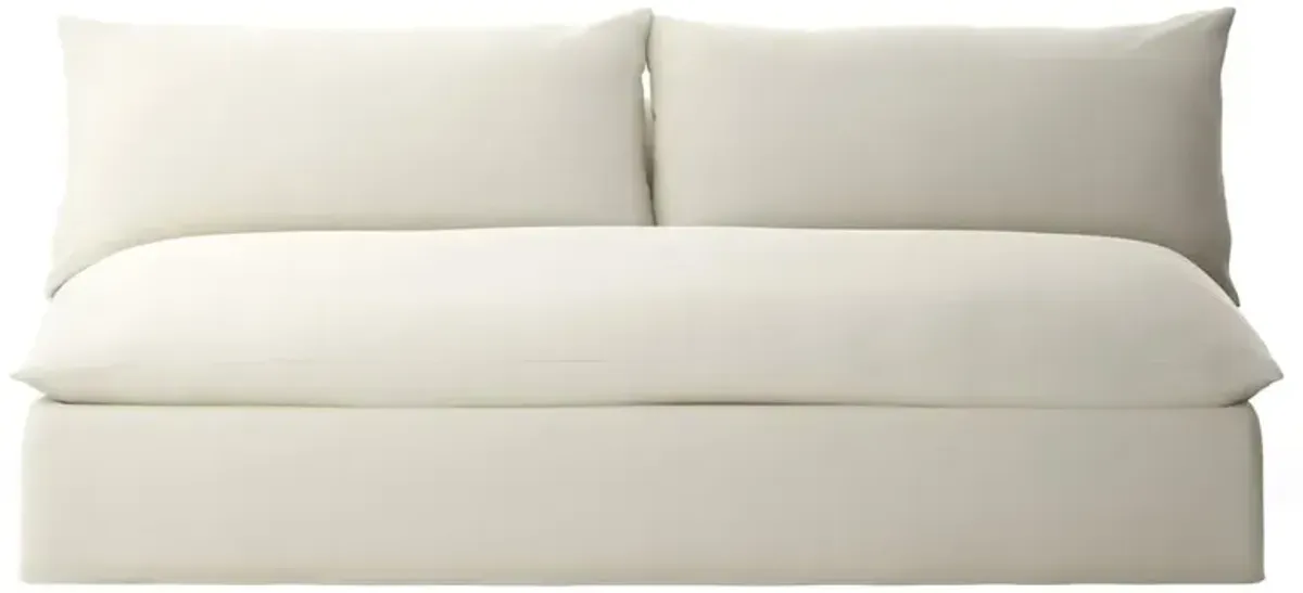 Cee Modern Classic White Upholstered Outdoor Armless Sofa