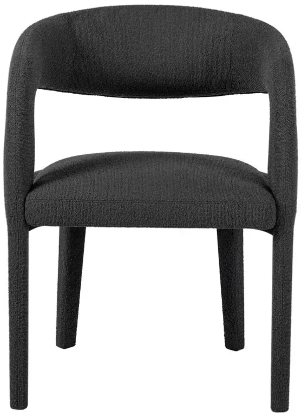 Alexander Mid Century Modern Charcoal Black Performance Boucle Dining Arm Chair