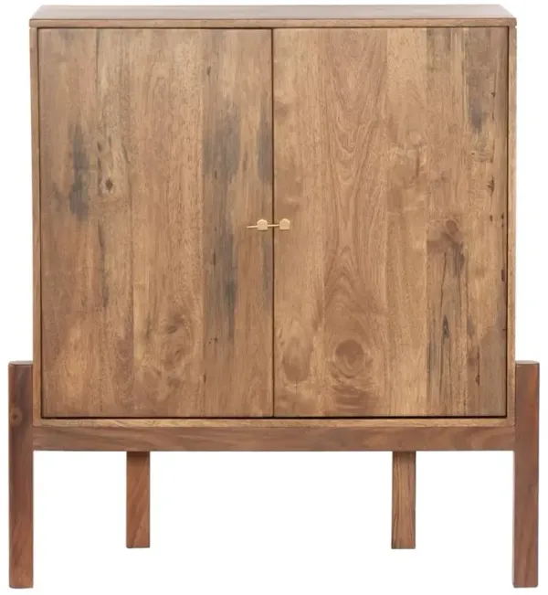 Rissa Mid Century Modern Brown Acacia Wood 2 Door Bar Cabinet