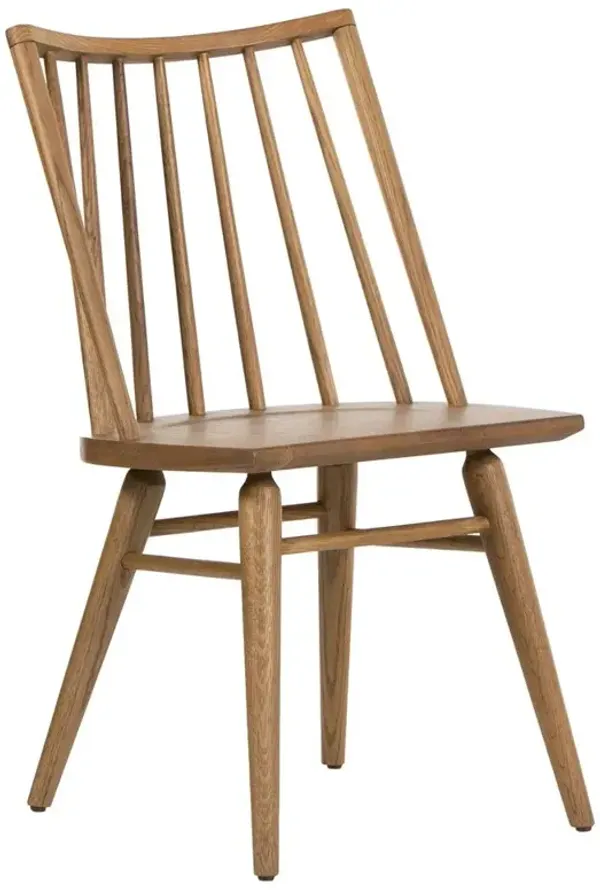 Lara French Classic Brown Oak Wood Windsor Dining Side Chair