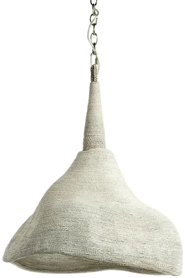 Palecek Jaden Coastal Beach Whitewash Lampakanai Rope Wide Shaded Chandelier