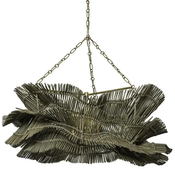 Palecek Miramar Coastal Beach Grey Wash Rattan Chandelier