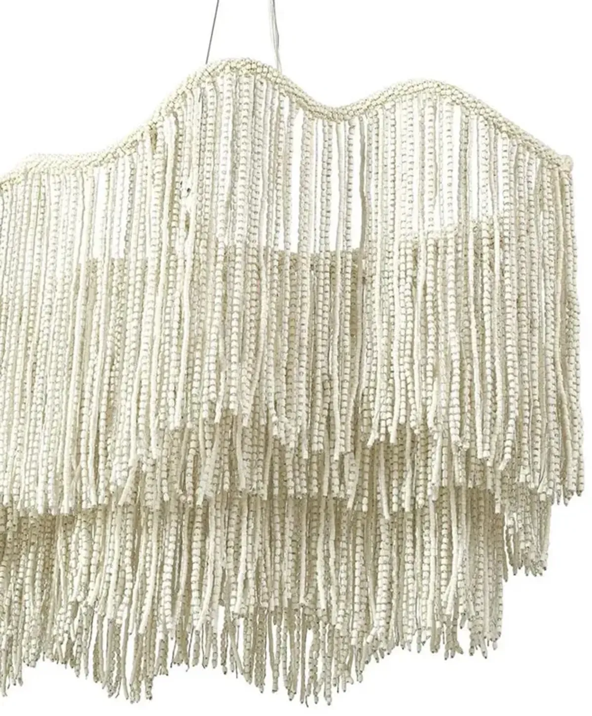 Palecek Elena Coastal Beach Cream Wood Beads Chandelier - Large
