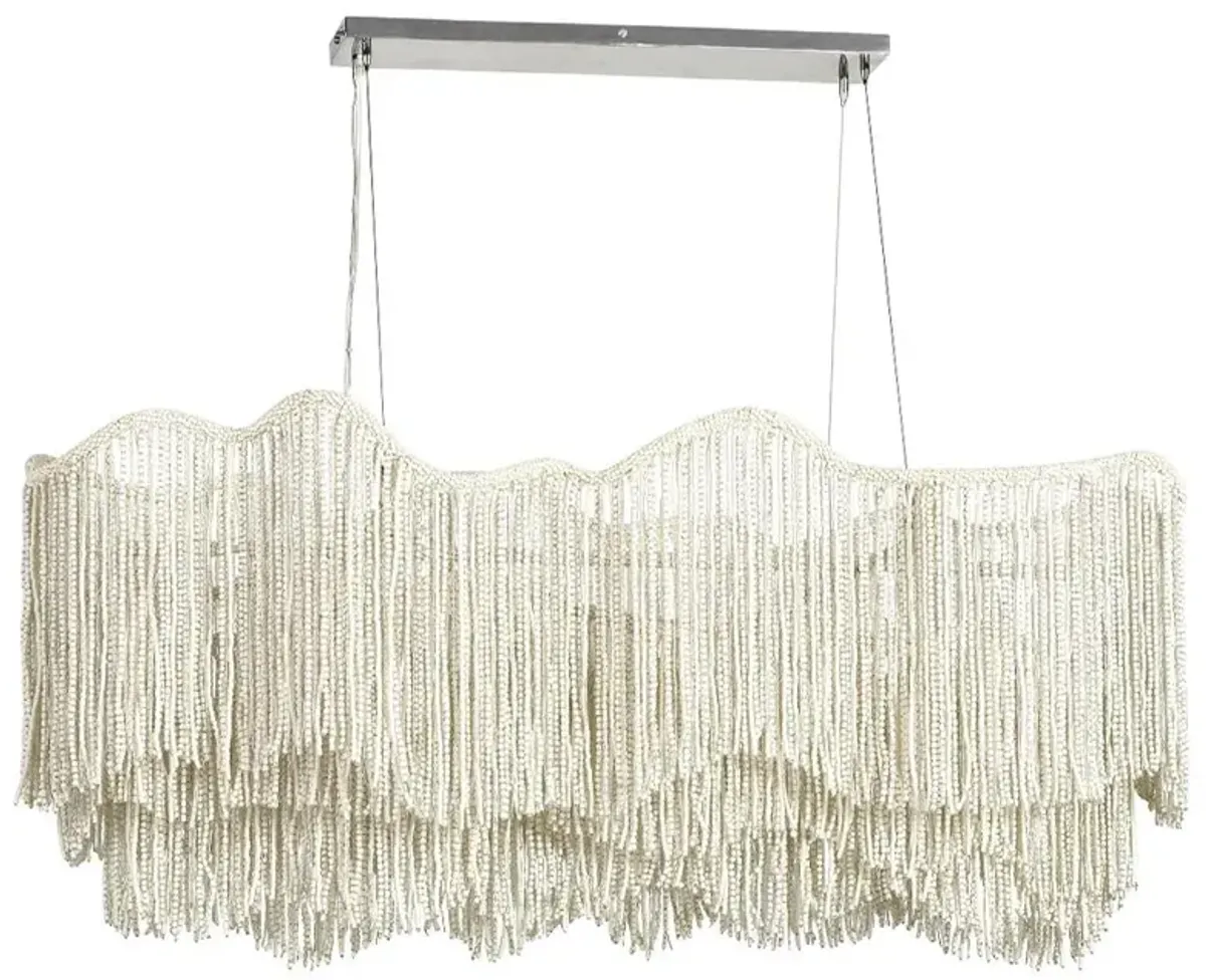 Palecek Elena Coastal Beach Cream Wood Beads Chandelier - Large