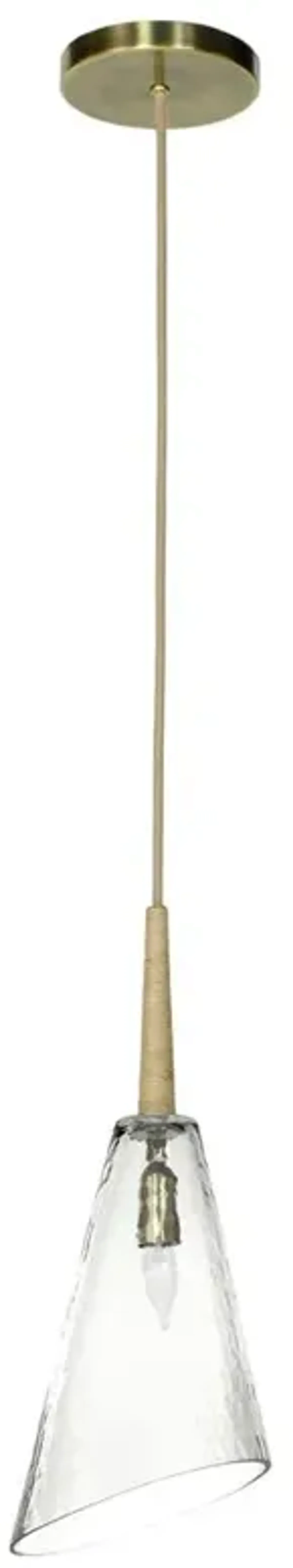 Palecek Veraldi Modern Classic Antique Brass Metal Clear Glass Single Pendant