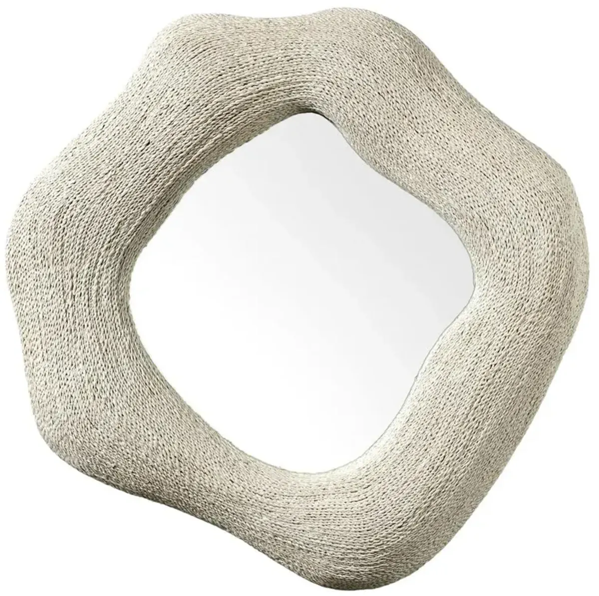 Palecek Jaden Coastal White Lampakanai Rope Round Wall Mounted Mirror - Medium