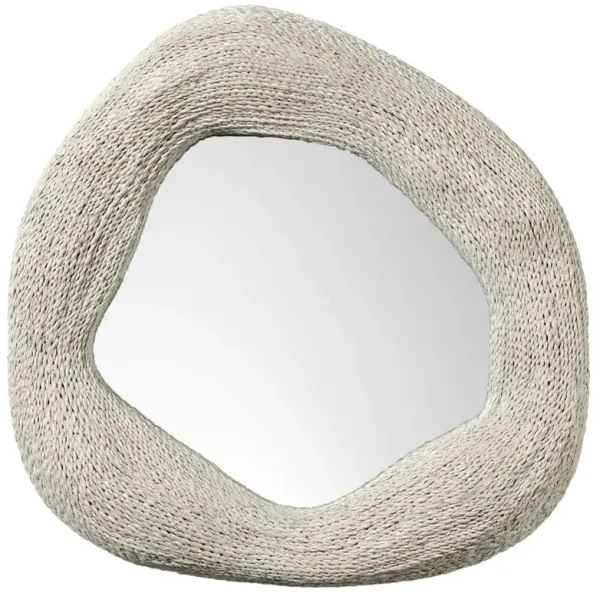 Palecek Jaden Coastal White Lampakanai Rope Round Wall Mounted Mirror - Small