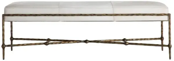 Lambeth Modern Classic White Hair On Hide Antique Brass Iron Bench