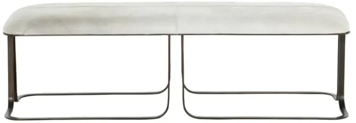 Orson Modern Classic White Hair On Hide Iron Bench