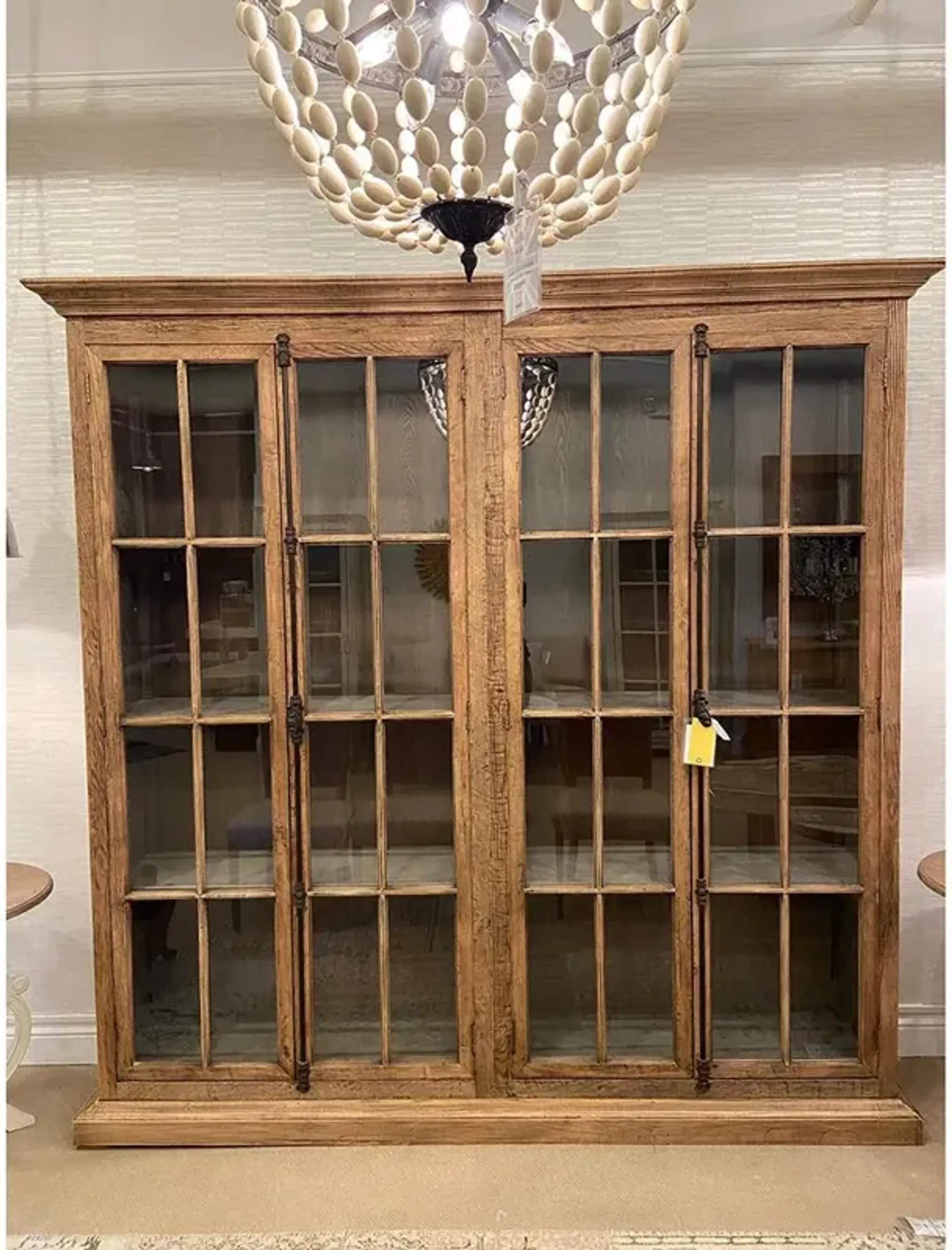 Immanuel Rustic Lodge Natural Brown Oak Clear Glass 4 Door Display Case ...
