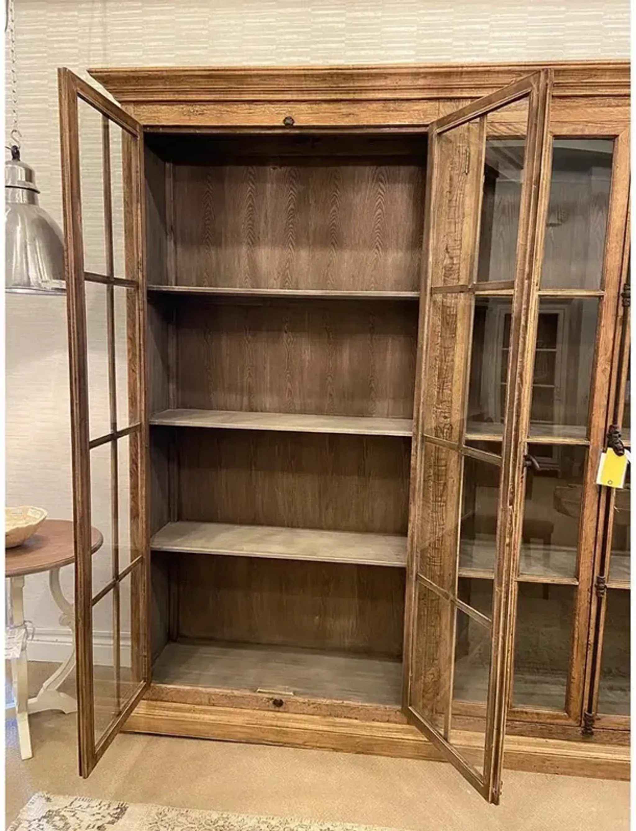 Immanuel Rustic Lodge Natural Brown Oak Clear Glass 4 Door Display Case ...