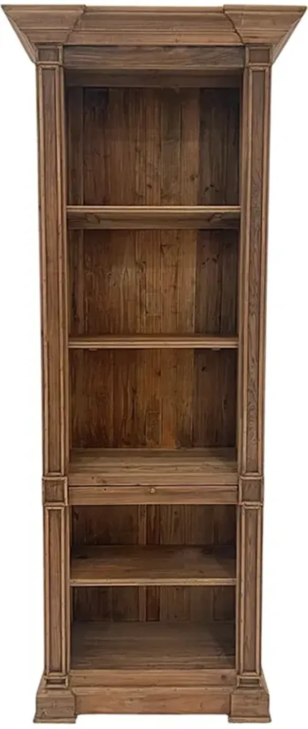 Ignacio Rustic Lodge Natural Brown Pine Wood Closed Back Bookcase