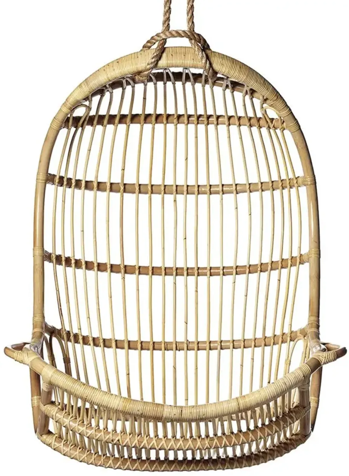 Sigma Coastal Beach Natural Woven Rattan Hanging Occasional Hanging Swing Chair