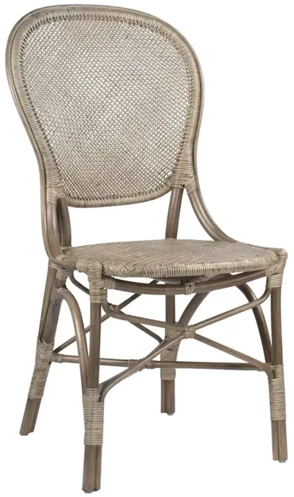 Lydia French Country Grey Woven Rattan Dining Side Chair