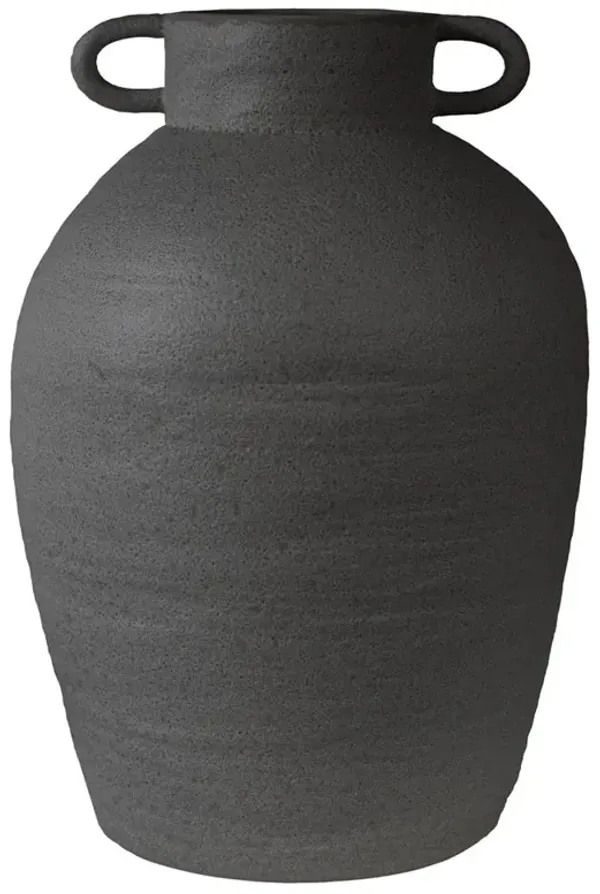 Maeve French Country Black Ceramic Amphora Decorative Table Vase - Large